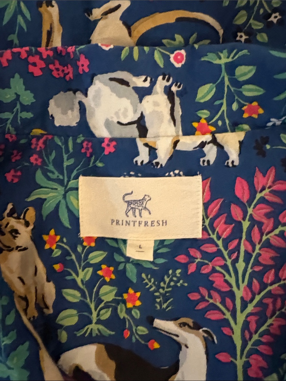 PrintFresh Must Love Dogs Short Sleeve Pajama Top in Indigo SZ L EUC - Picture 5 of 6